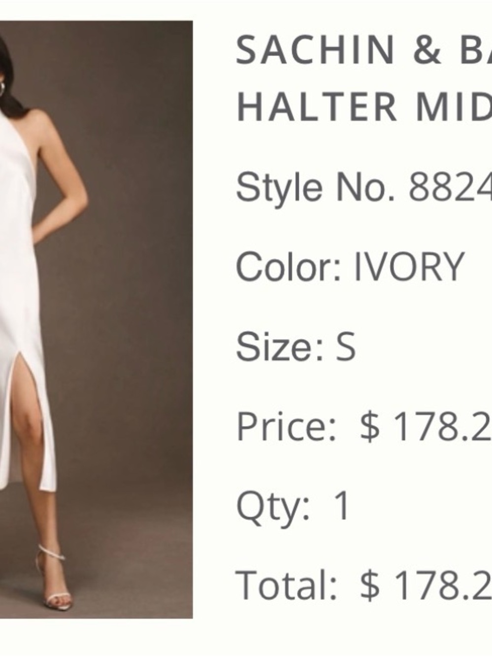 Sachin + Babi Ivory Halter Slit Midi Dress